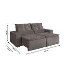 Sofá 3 Lugares Retrátil E Reclinável Macaé Veludo Bege 230 Cm