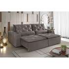 Sofá 3 Lugares Retrátil E Reclinável Macaé Veludo Bege 250 Cm