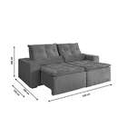 Sofá 3 Lugares Retrátil E Reclinável Macaé Veludo Cinza 230 Cm