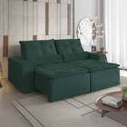 Sofá 3 Lugares Retrátil E Reclinável Macaé Veludo Verde 190 Cm