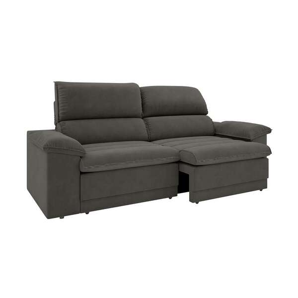 Sofá 3 Lugares Retrátil E Reclinável Maia Suede Cinza