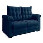 Sofá 3 Lugares Retrátil E Reclinável Malibu Suede Azul 230 Cm