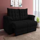 Sofá 3 Lugares Retrátil E Reclinável Malibu Suede Preto 230 Cm