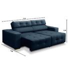 Sofá 3 Lugares Retrátil E Reclinável Mariana 2,10m Suede Azul