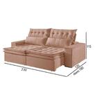 Sofá 3 Lugares Retrátil E Reclinável Martins M-118 Veludo Bege