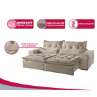 Sofá 3 Lugares Retrátil E Reclinável Máximo 2.30m Veludo Bege