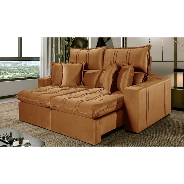 Sofá 3 Lugares Retrátil E Reclinável México Veludo Com Molas