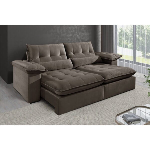 Sofá 3 Lugares Retrátil E Reclinável Mônaco Veludo Com Molas