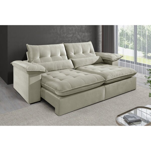 Sofá 3 Lugares Retrátil E Reclinável Mônaco Veludo Com Molas