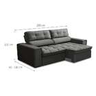 Sofá 3 Lugares Retrátil E Reclinável Nantes Veludo Grafite 20