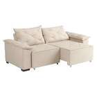 Sofá 3 Lugares Retrátil E Reclinável Napoles Suede Bege