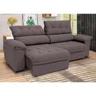 Sofá 3 Lugares Retrátil E Reclinável Piemont Suede Bege 230 Cm