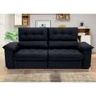 Sofá 3 Lugares Retrátil E Reclinável Piemont Suede Preto 200