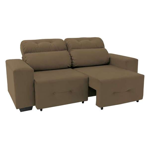 Sofá 3 Lugares Retrátil E Reclinável Plaza Suede Castanho