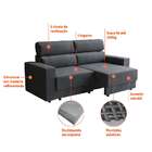 Sofá 3 Lugares Retrátil E Reclinável Porto Alegre Suede Grafi