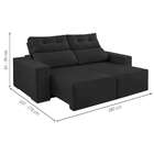 Sofá 3 Lugares Retrátil E Reclinável Ravena Suede Grafite 180