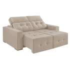 Sofá 3 Lugares Retrátil E Reclinável Roma Suede Bege 180 Cm