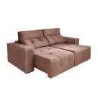 Sofá 3 Lugares Retrátil E Reclinável Roma Suede Marrom