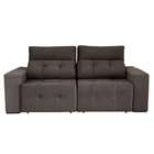 Sofá 3 Lugares Retrátil E Reclinável Roma Suede Marrom Escuro