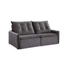 Sofá 3 Lugares Retrátil E Reclinável Slide Veludo Chumbo 220