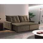 Sofá 3 Lugares Retrátil E Reclinável Slide Veludo Marrom 200