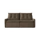 Sofá 3 Lugares Retrátil E Reclinável Slide Veludo Marrom 220