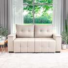 Sofá 3 Lugares Retrátil E Reclinável Slim Suede Bege