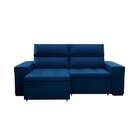 Sofá 3 Lugares Retrátil E Reclinável Spencer Veludo Azul Mari