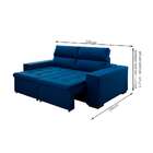 Sofá 3 Lugares Retrátil E Reclinável Spencer Veludo Azul Mari