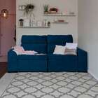 Sofá 3 Lugares Retrátil E Reclinável Spencer Veludo Azul Mari