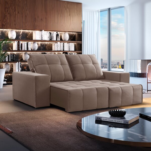 Sofá 3 Lugares Retrátil E Reclinável Super Pilow 180cm Xangai