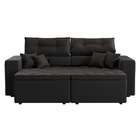 Sofá 3 Lugares Retrátil E Reclinável Tulum Suede Preto 180 Cm