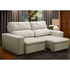 Sofá 3 Lugares Retrátil E Reclinável Valência Veludo Off White