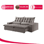 Sofá 3 Lugares Retrátil E Reclinável Venus 2.30m Veludo Prata