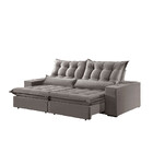 Sofá 3 Lugares Retrátil E Reclinável Venus 2.30m Veludo Prata