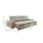 Sofá 3 Lugares Retrátil E Reclinável Zurique Malha Bege