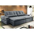 Sofá 3 Lugares Retrátil E Reclinável Zurique Malha Cinza