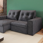 Sofá 3 Lugares Retrátil Eslovênia 230 Cm Veludo Grafite Pés D