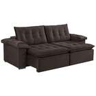 Sofá 3 Lugares Retrátil Itaguaí Prime Veludo Marrom Escuro