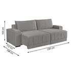 Sofá 3 Lugares Retrátil Línea Veludo Cinza Claro 230cm