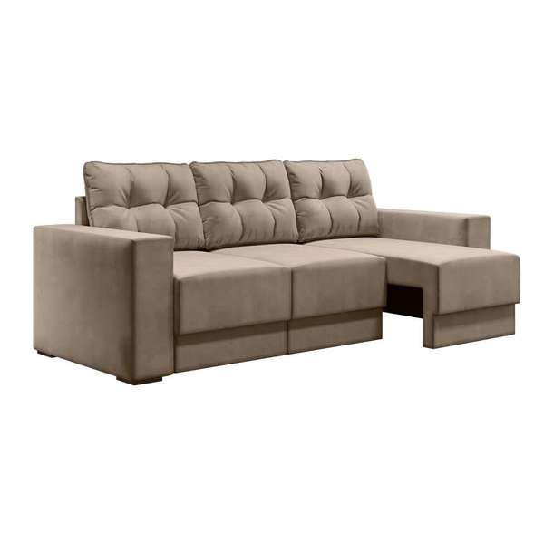 Sofa 3 Lugares Retratil Lubeck Ii Suede Bege 210 Cm Leroy Merlin