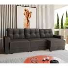 Sofá 3 Lugares Retrátil Lubeck Ii Suede Grafite 210 Cm
