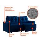 Sofá 3 Lugares Retrátil Lubeck Linho Azul Marinho