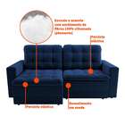 Sofá 3 Lugares Retrátil Lubeck Plush Suede Azul Marinho 180 Cm