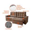 Sofá 3 Lugares Retrátil Lubeck Plush Suede Bege