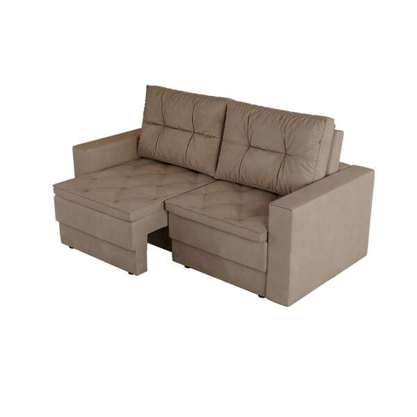 Sofá 3 Lugares Retrátil Lucerna Suede Bege 180 Cm
