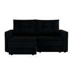 Sofá 3 Lugares Retrátil Lucerna Suede Preto 180 Cm