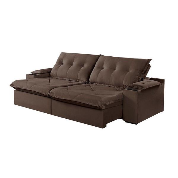 Sofá 3 Lugares Retrátil Martins M-163 Com Acessórios Veludo M