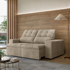 Sofá 3 Lugares Retrátil Reclinável 180cm Suede Roma Flash