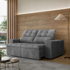 Sofá 3 Lugares Retrátil Reclinável 180cm Suede Roma Flash